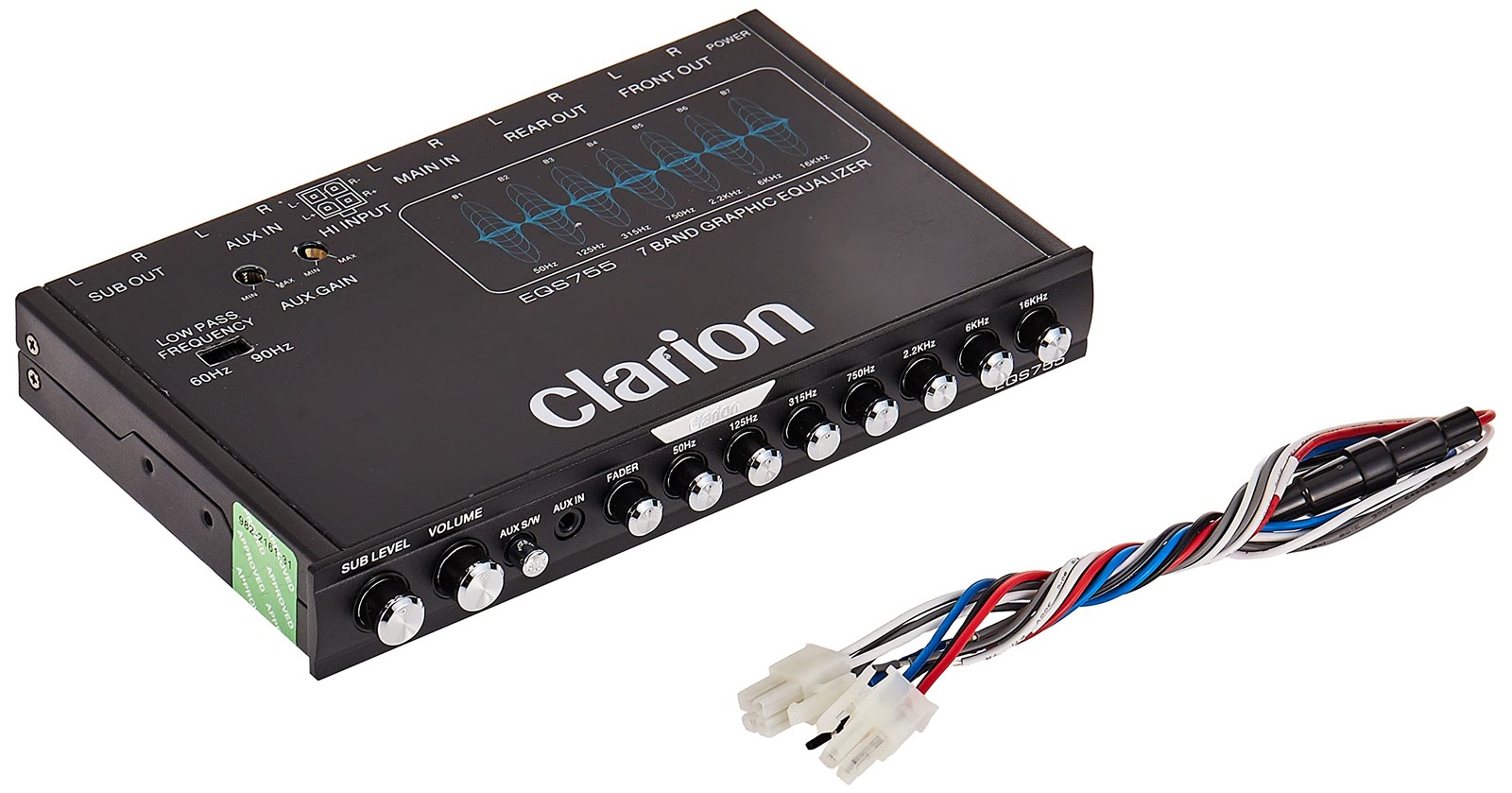 EQS755 7-Band Car Audio Graphic Equalizer with Front 3.5mm Auxiliary Input, R...
