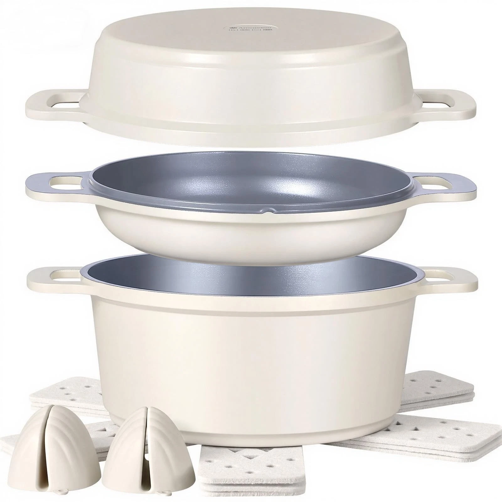 8-Piece Non Stick Stock Pot with Lid, Ceramic Cooking Pot Set, 4.5 Qt All-in-...