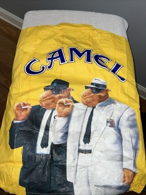 Vtg 1992 Joe Camel Cigarette Promo Yellow Tyvek Windbreaker Jacket