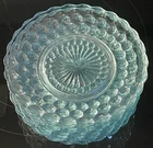 Set of 10 VTG Anchor Hocking Sapphire Blue Bubble Glass Dessert Plates 6.5” MINT