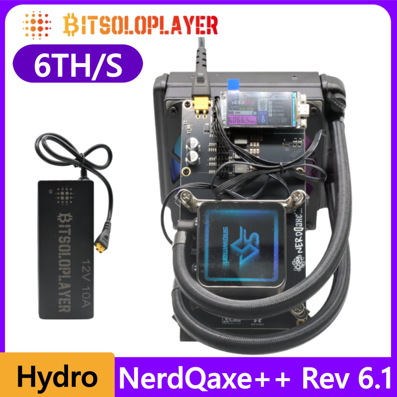 Bitcoin NerdQaxe++ Rev6.1 Hydro 6Th/s Hashrate 100W SHA-256 Asic BTC Solo Miner