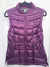 Woolrich Vest Knit Collar Women S Purple Puffer Goose Down Button Hiking Outdoor