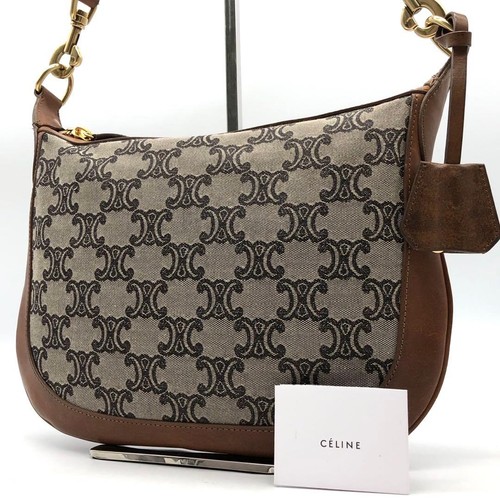CELINE Triomphe Shoulder Bag Gold Hardware Phoebe Philo Era Rare
