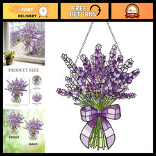 Lavender Flower Stained Glass Suncatcher - Purple Floral Wall Art Decor Gift