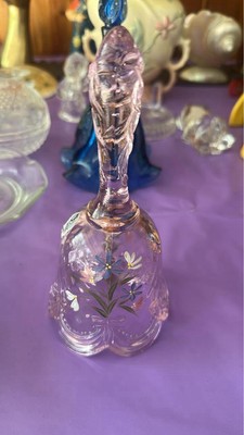   Signed Fenton Glass Bell   Blush Pink, Hand-Painted by Anderson  
