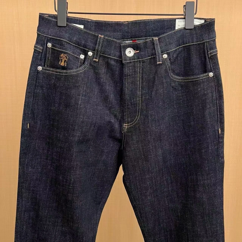 Brunello Cucinelli Regular Fit Straight Men's Jeans Zipper Pocket Trousers Pants - Image 3 of 4