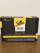 Sheba Meaty Tender Sticks Soft Cat Treats with Chicken, Tuna Flavor, and Salm...
