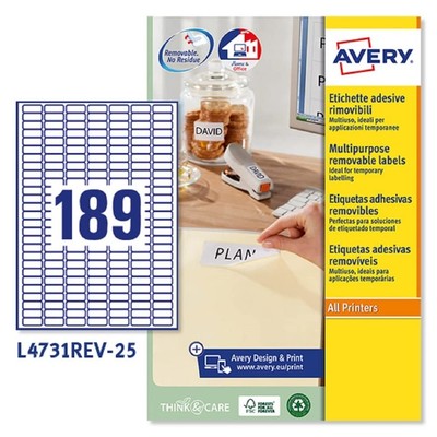 Avery L4731REV-25 Ablösbare Mini-Laseretiketten ( 189 pro Blatt, 25,4 x 10 mm) 4