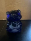 Fenton Glass Cobalt Raccoon Cannan Valley Hand Painted Signed