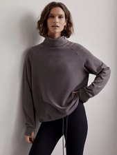 Varley Portland High Neck Midlayer Pullover Sweatshirt in Charcoal Size Large