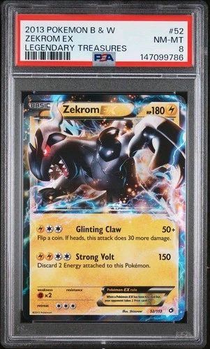 PSA 8 NM-MT 2013 POKEMON Black & White LEGENDARY TREASURES #52 ZEKROM EX