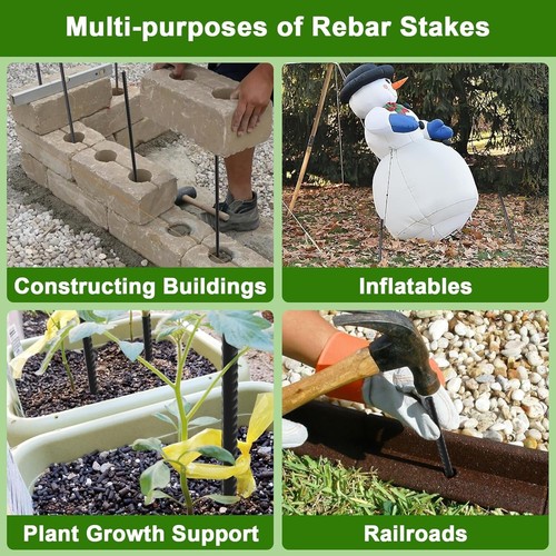 Heavy-Duty 24-Inch Rebar Garden Stakes - 20 Metal Spikes for Secure Anchoring - Picture 8 of 8