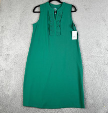 Croft & Barrow Dress Womens Small  Green Midi Sleevless Ruffle V Neck Stretch