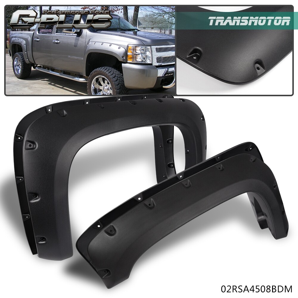 Fit For 07-13 Chevy Silverado 1500 2500HD Pocket Rivet Style Fender Flares 4Pcs