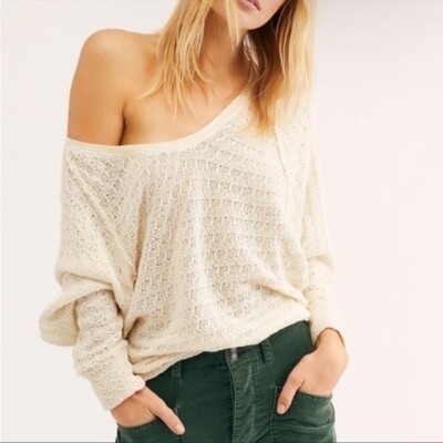 We the Free Thien's Hacci Sweater Top Cream Women's XS