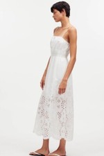 Madewell Embroidered Tank Midi Dress in Poplin White Size 14 Brand New