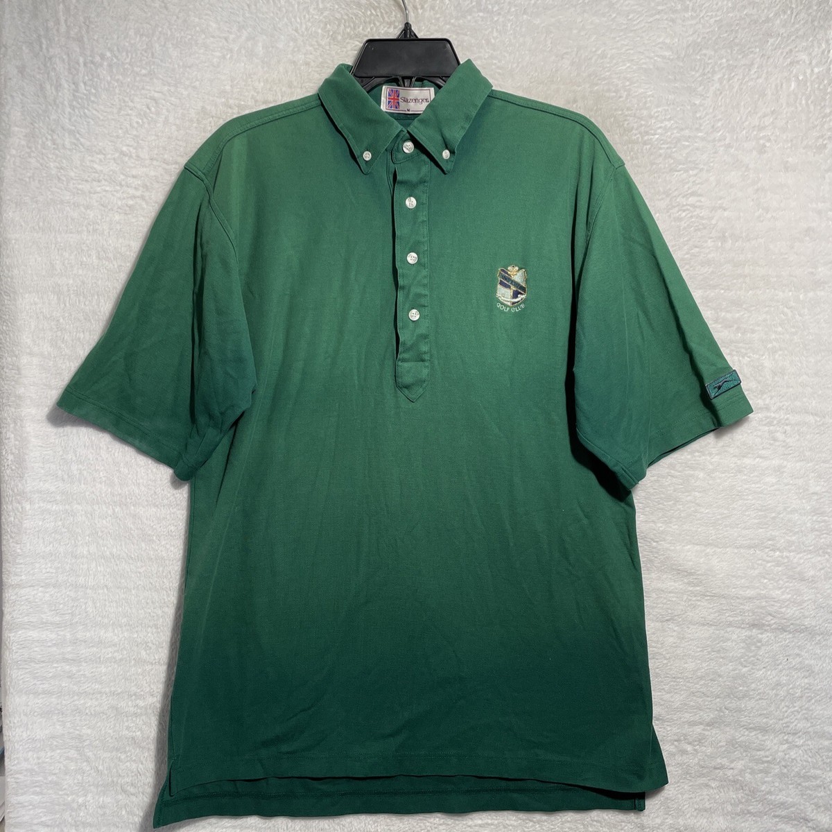 Vtg Slazenger Golf Polo Shirt Mens Medium Green Short Sleeve 