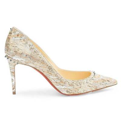 Christian Louboutin Anjalina 85 Liege Wavy AB Cork Silver Spike