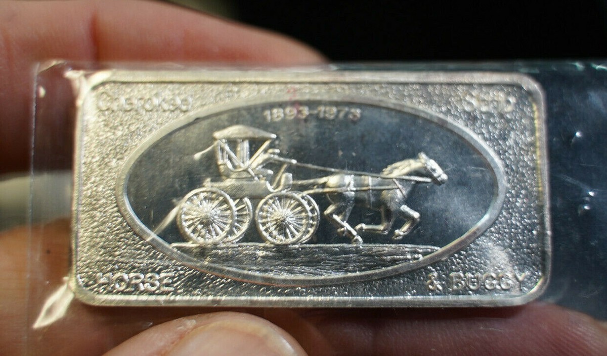 Horse & Buggy Cherokee SF Patrick Mint 1973 1 oz 999 fine silver
