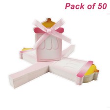 50 Baby Shower Party Nursing Bottle Sweets Candy Boxes Birthday Gift Favors Pink
