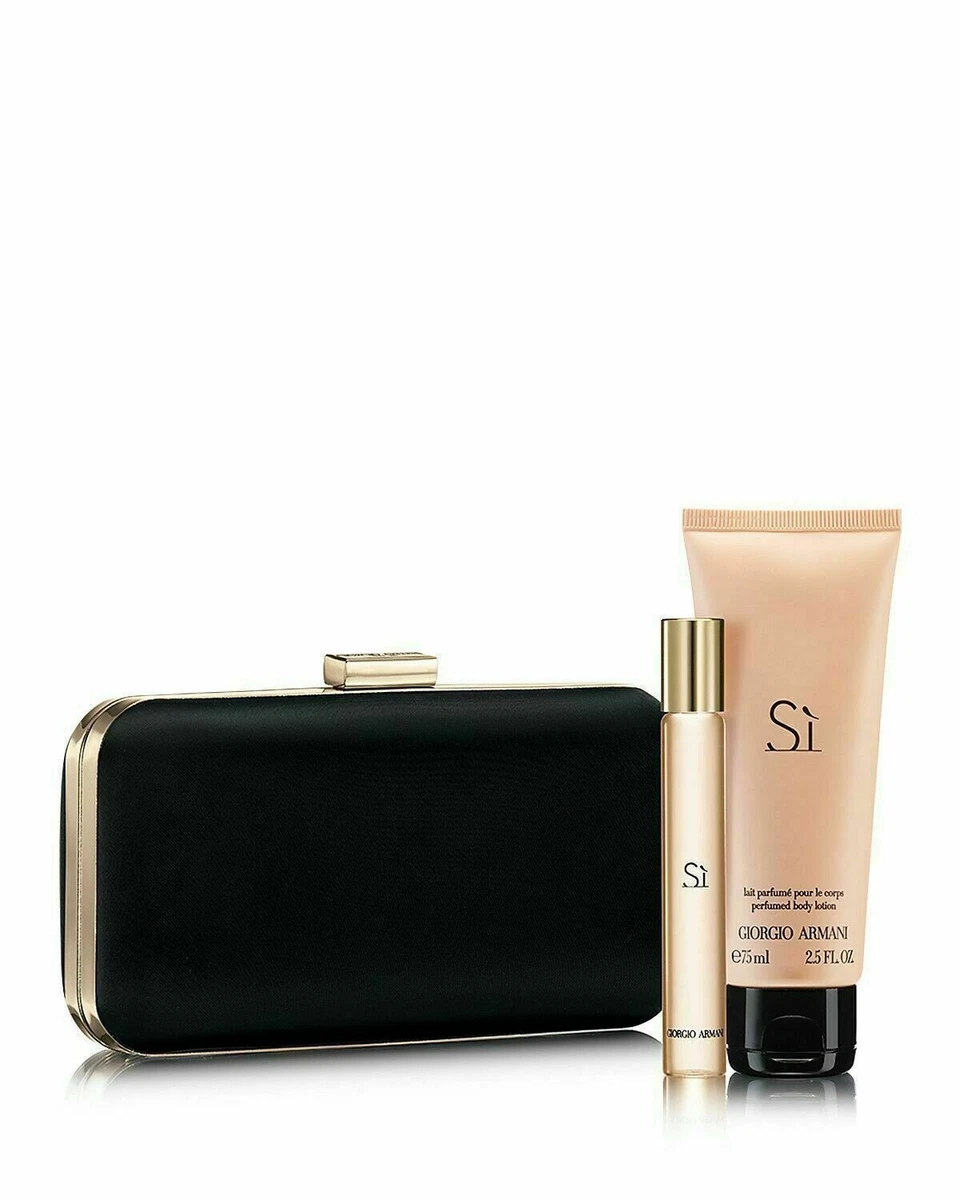 Giorgio Armani Si EDP Roll On Body Lotion Black Gold Clutch 3