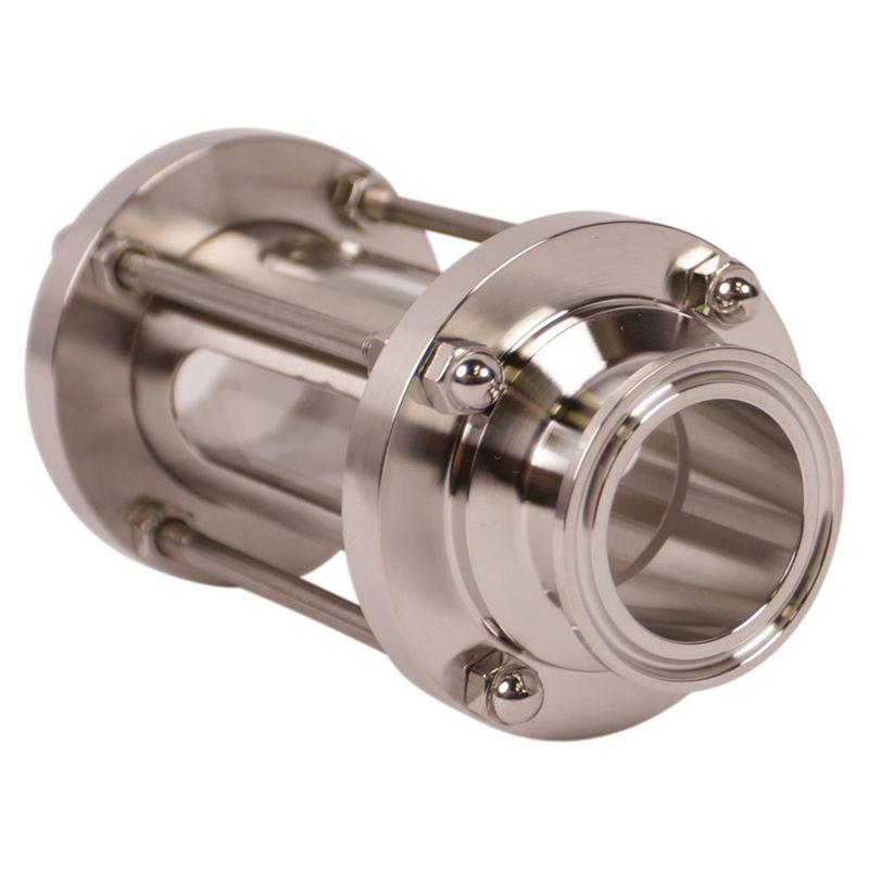 1.5-Inch Tri-Clamp In-Line Sight Glass Kit – 304 Stainless Steel With Silicone Gaskets, 120 PSI, 200°F, Includes 2 Glasses + 4 Clamps + 4 Gaskets