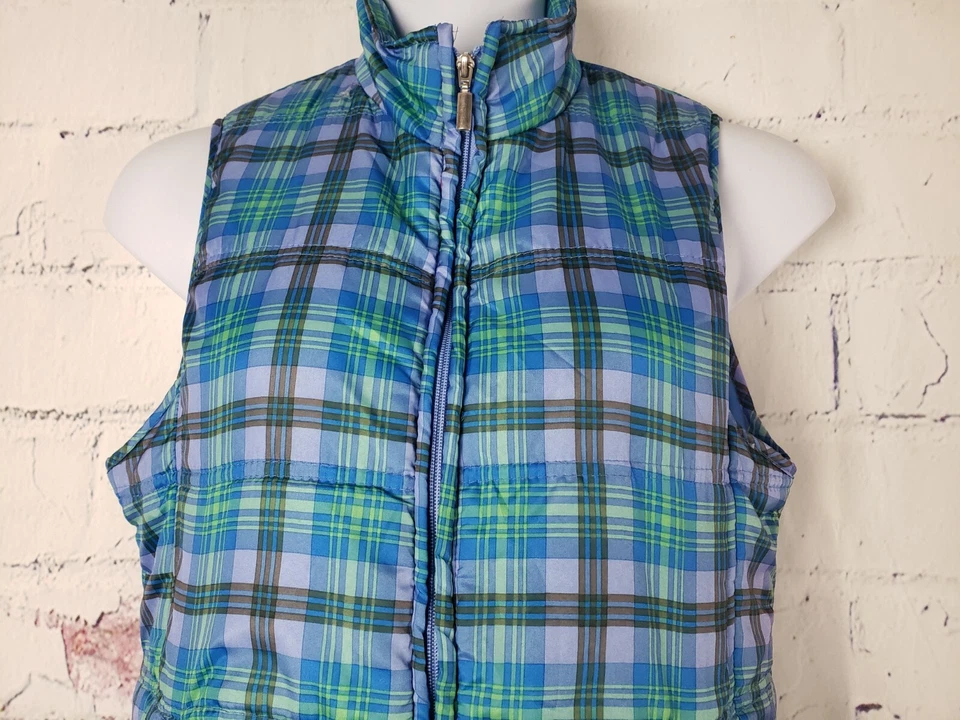 Jane Ashley Zip Front Multicolor Plaid Vest Large Polyester Satin 2 pocket Lined - Изображение 3 из 4