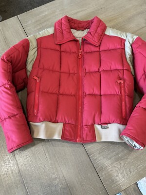 MOUNTAIN GOAT By White Stag RED TAN Vintage Down Skiwear Winter Coat L