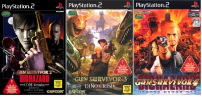PS2 Gun Survivor 2 & 3 & 4 Biohazard Dino Crisis game set Japan