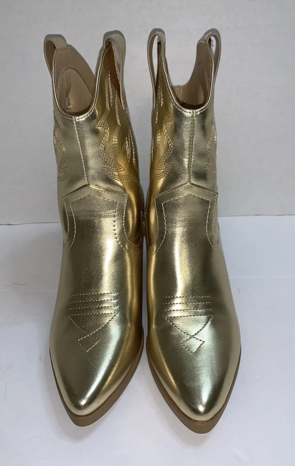 Soda Women's  Western  Ankle Boots Pointy Toe Booties Gold BLAZING Size 8.5 - Image 2 of 4