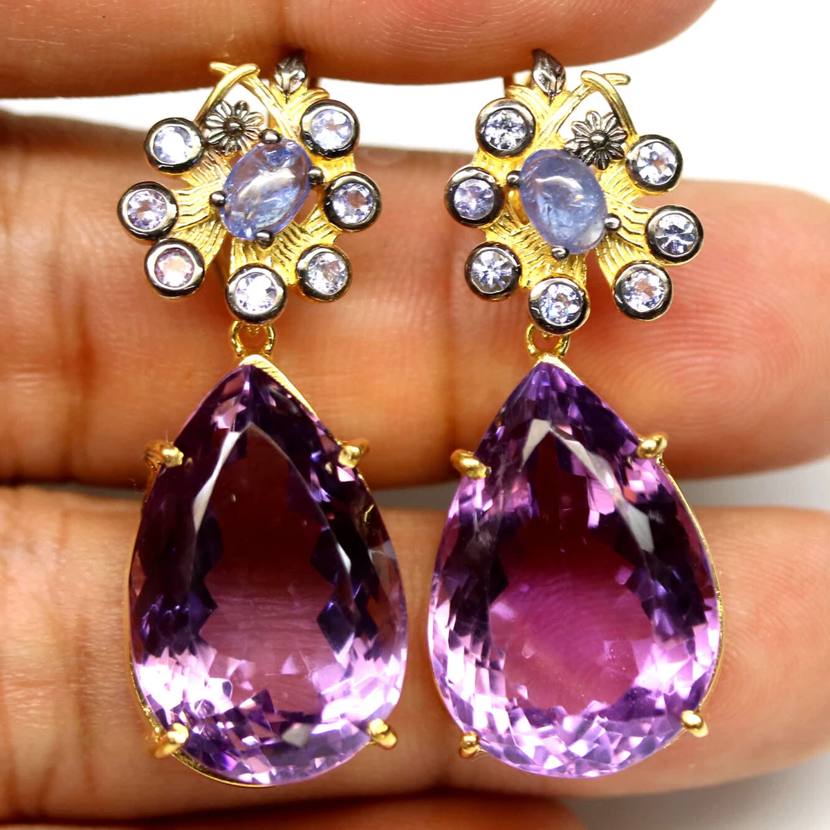 Purple tanzanite earrings deals