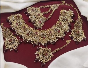 Authentic Pakistani Bollywood Wedding Heavy Bridal Gold Plated Jewelery For Women