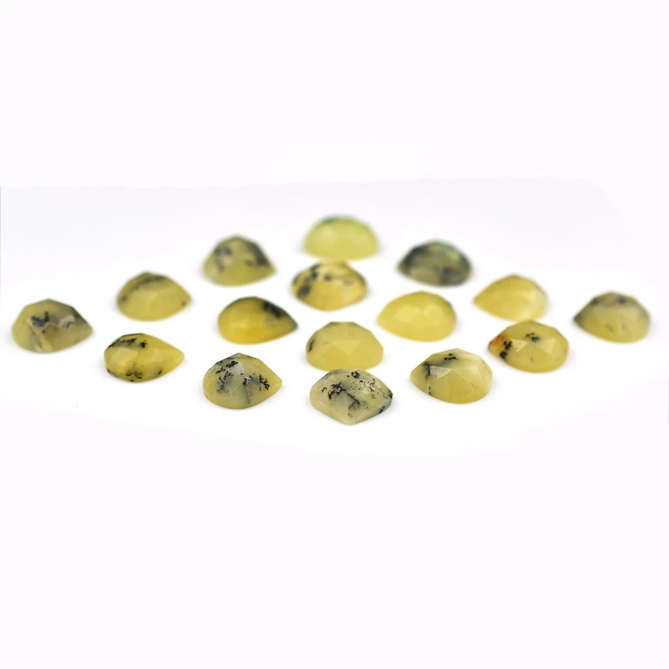 Joyería de piedras preciosas sueltas facetadas de ágata dendrítice de limón natural en forma de corazón Foto 3 de 4