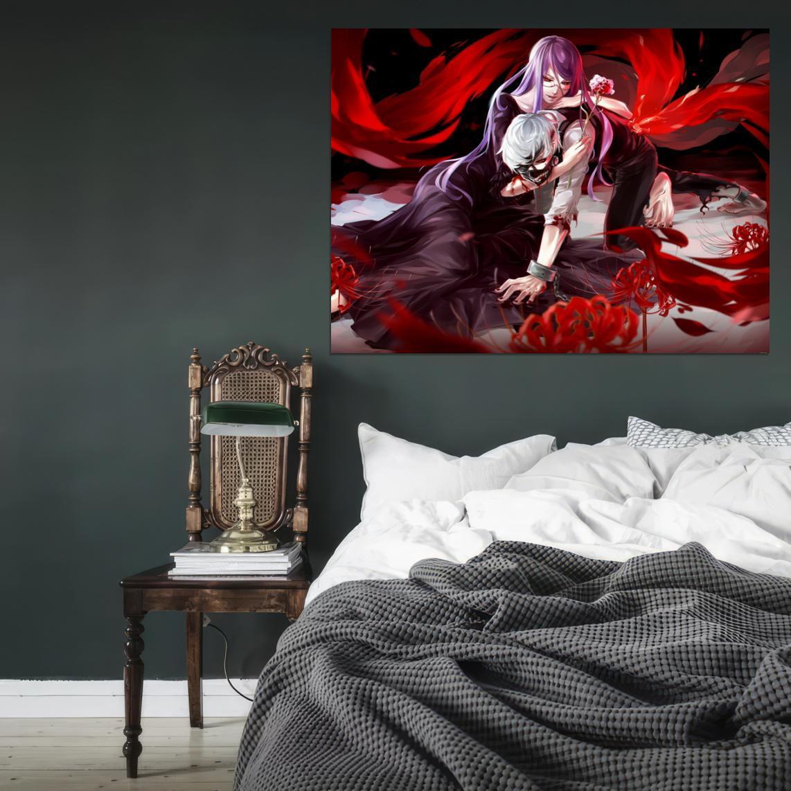 Rize kamishiro and Ken Kaneki Tokyo Ghoul Anime Home Decor Canvas