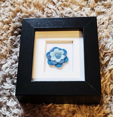 Blaue Filz Blume Deko Box Rahmen Bild