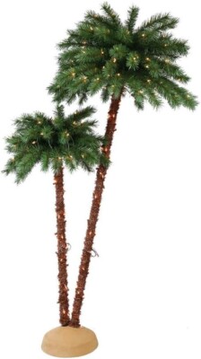 Puleo International Pre-Lit Artificial Palm Tree