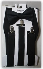 Men's 2 pc Black Stretch Suspenders w Bow tie One Size Goodfellow & Co
