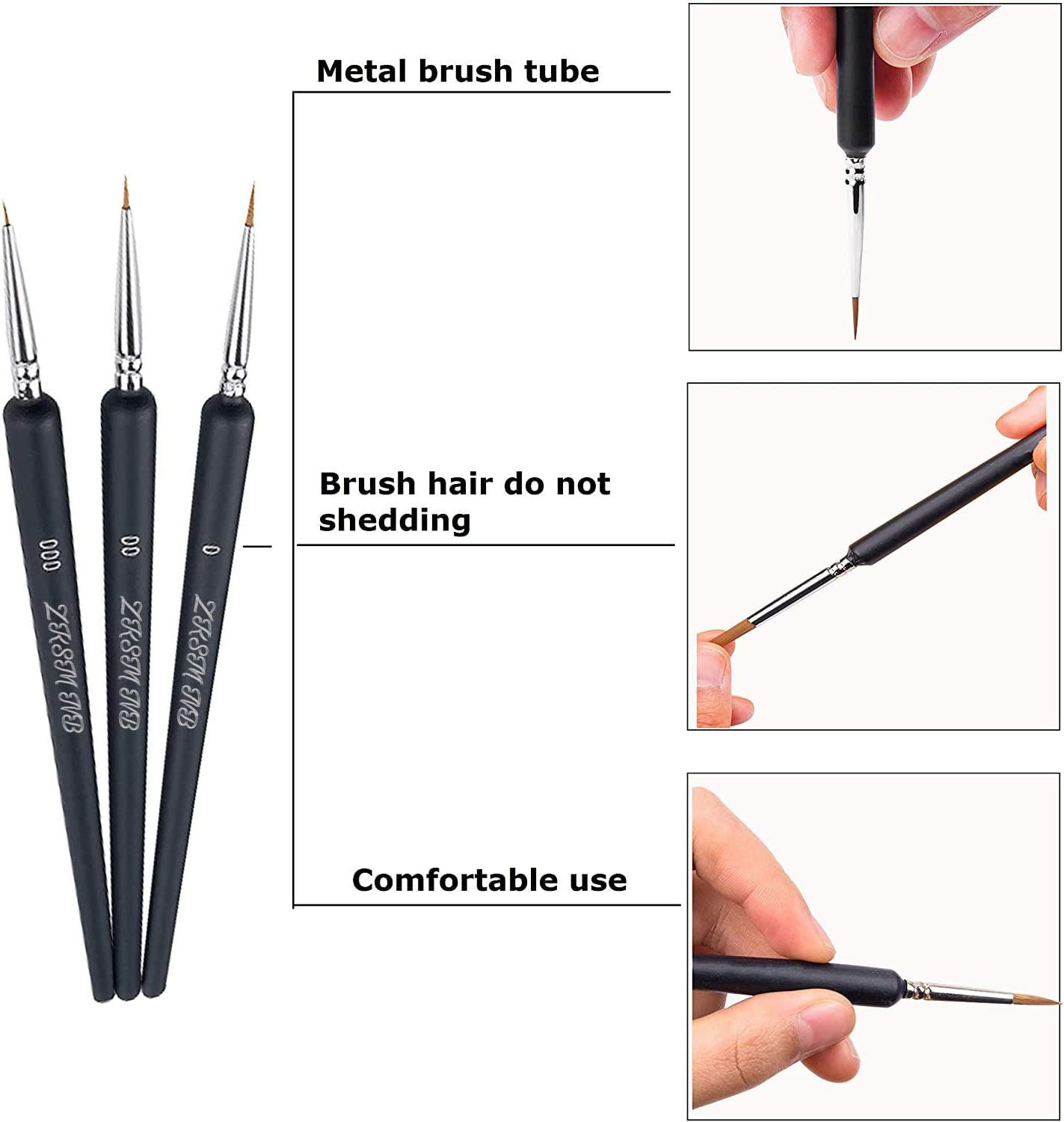 9Pcs Detail Paint Brush Set Fine Miniature Artist Painting Brushes eBay