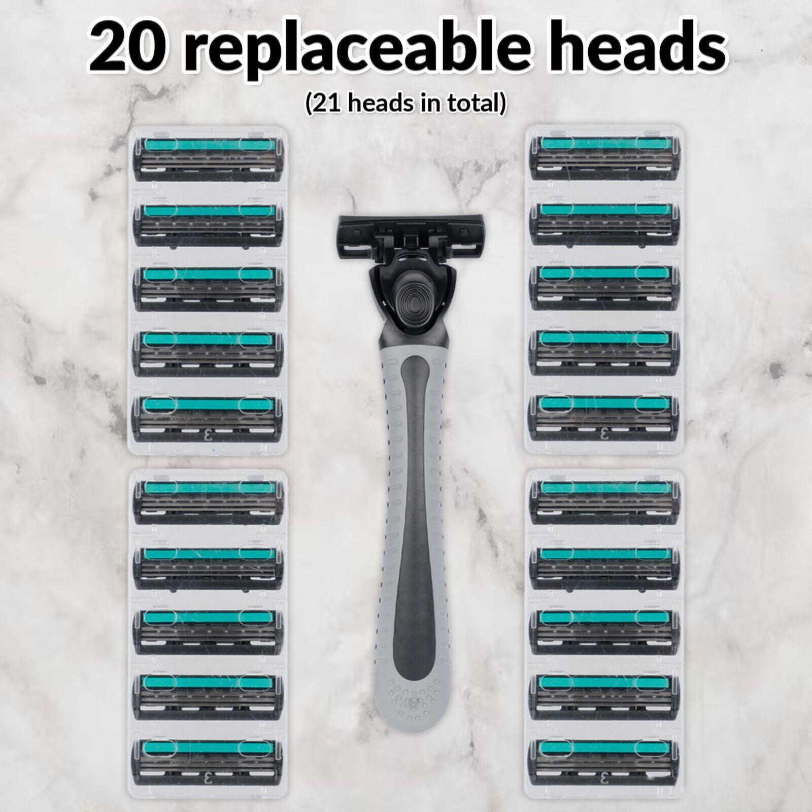 21Pcs Razor Blades Men Smooth Sensitive Shave Head Hygiene 3 Blade 