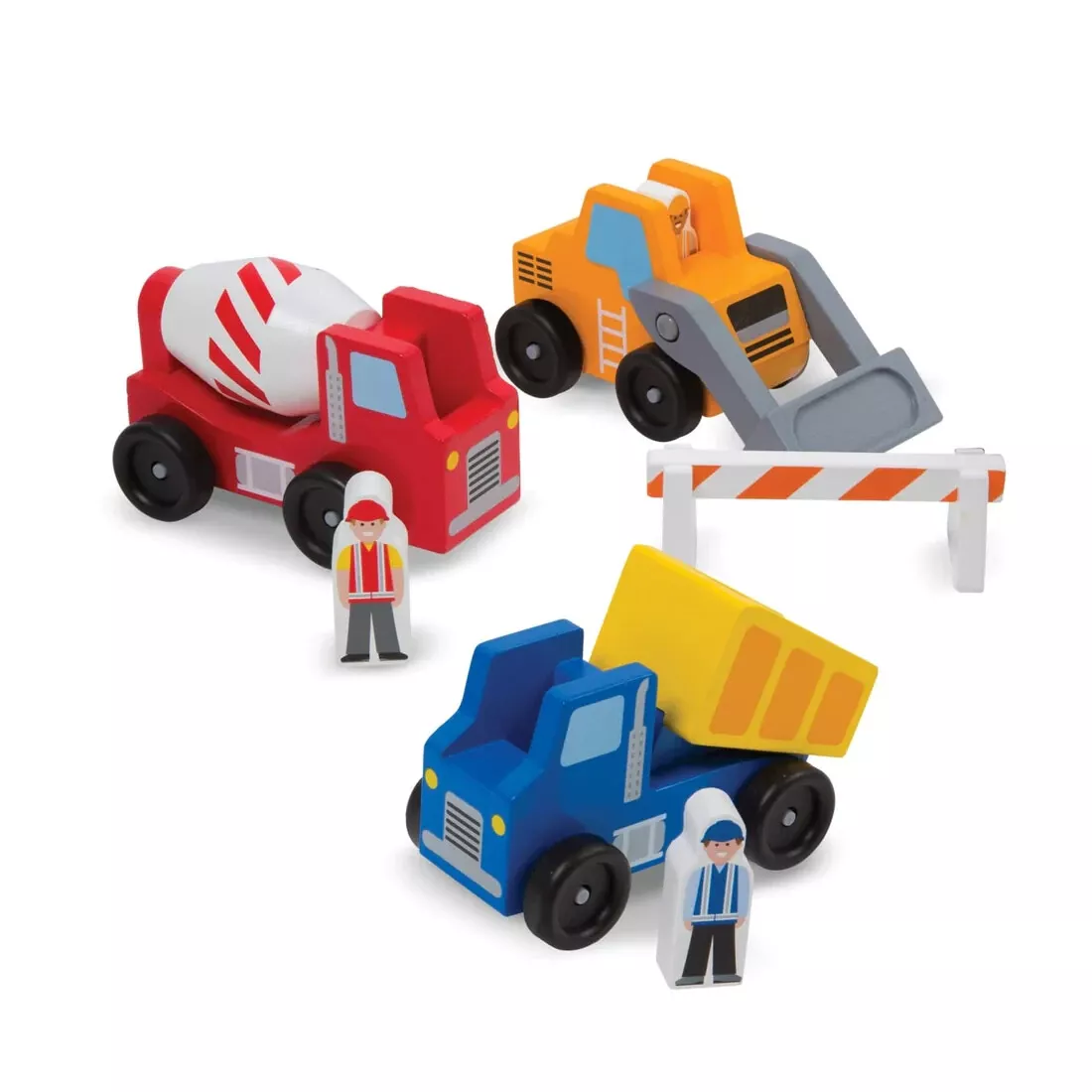 Classic Wooden Construction Vehicle Set Dumper Truck Digger