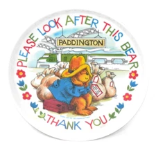 Vintage Paddington Bear Plate - Melamine SiLite 8" Please Look After This Bear