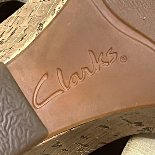 Clarks Rose bequeme beige Leder Slingback Kork Keilabsatz Sandalen 35812 Damen 7M - Bild 17 von 19