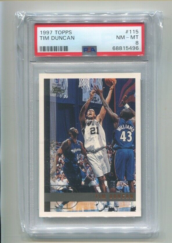 1997 Topps - TIM DUNCAN - Rookie Card #115 - SAN ANTONIO SPURS PSA 8