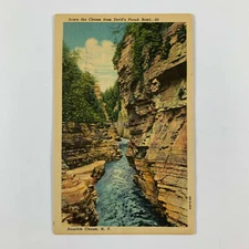 Postcard New York Ausable Chasm NY Devil's Punch Bowl 1940s Linen Unposted