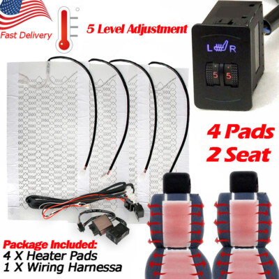 #ad 12V Car Seat Carbon Fiber Heated Cushion Seat Heater Pad Hi Off Lo Switch Kit $43.90