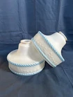 2 Frosted Milk Glass White & Blue Lamp Shade 2 1/4" Fitter Antique e Torcherie