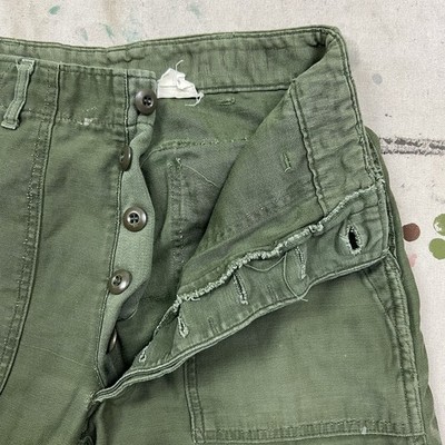 Vintage 70s US Army OG-107 Sateen Utility Pants Trousers 30x29