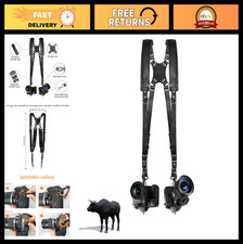 Dual Leather Camera Strap for DSLR/SLR - Adjustable, Comfortable, Photographers'