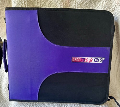 CROP IN STYLE PSB Zip Scrapbook 3-Ring Binder BLACK/PURPLE 40 Pocket Pages READ