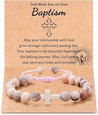Baptism Gifts for Girl, Baptism Decorations Favors Cross Bracelet Christian R...